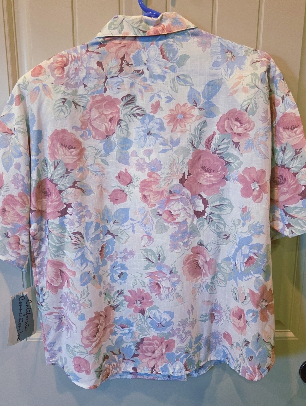 VINTAGE California Connection Floral Blouse NWT Double Breasted Pastel Large - Picture 8 of 12